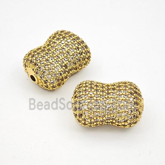 Copper Bead Pave Zircon, Gold Plated