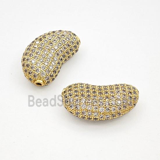 Copper Bead Pave Zircon, Gold Plated
