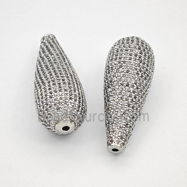 Copper Bead Pave Zircon, Gold Plated