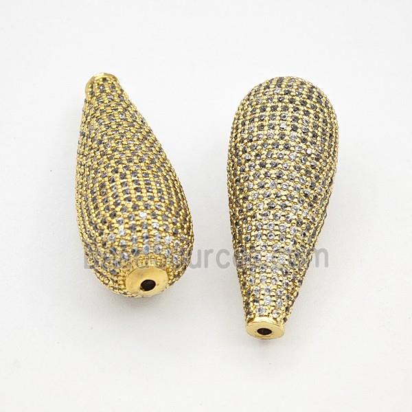 Copper Bead Pave Zircon, Gold Plated