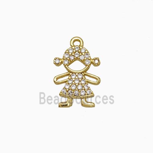 Copper Kids Girls Pendant Pave Zirconia Gold Plated