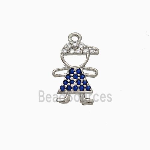 Copper Kids Boy Pendant Pave Zirconia Platinum Plated