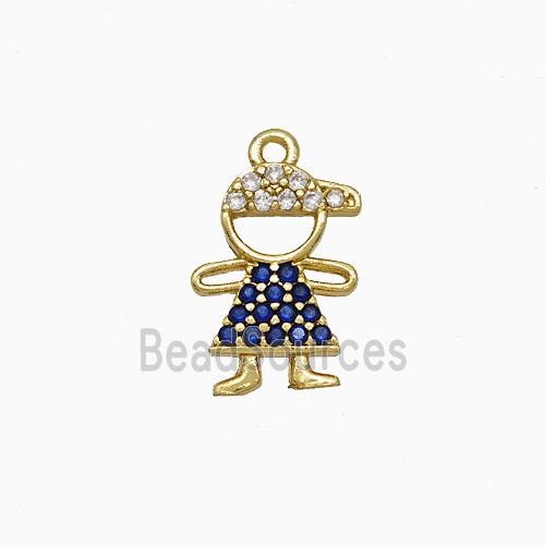 Copper Kids Boy Pendant Pave Zirconia Gold Plated