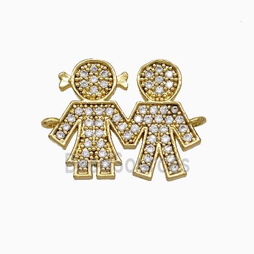 Copper Kids Sibling Connector Pave Zirconia Gold Plated