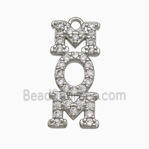 Copper MOM Pendant Pave Zirconia Platinum Plated