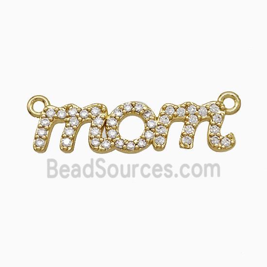 Copper MOM Pendant Pave Zirconia 2loops Gold Plated