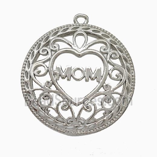 Copper Heart Mom Pendant Platinum Plated