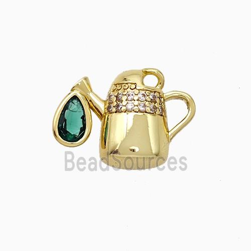 Copper TeaPot Pendant Pave Zirconia Gold Plated