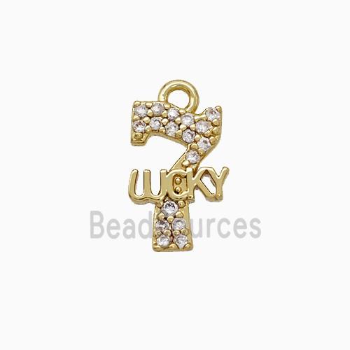 Copper Number 7-Lucky Pendant Pave Zirconia Gold Plated
