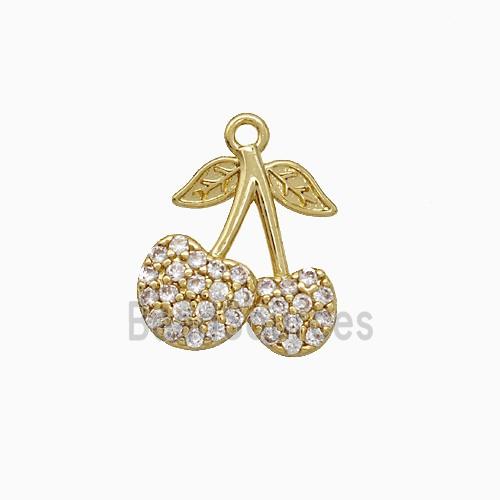 Copper Cherry Pendant Micropave Zirconia Gold Plated