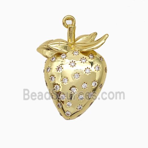 Copper Strawberry Pendant Pave Zirconia Gold Plated
