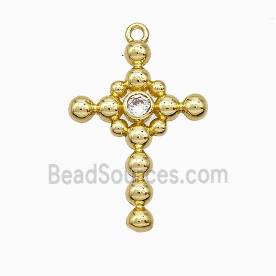 Copper Cross Pendant Pave Zirconia Gold Plated