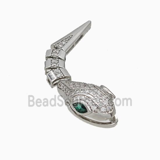 Copper Snake Pendant Micropave Zirconia Platinum Plated