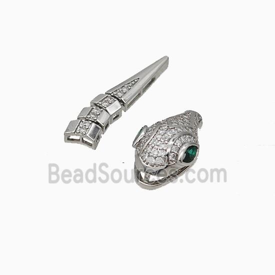 Copper Snake Pendant Micropave Zirconia Platinum Plated