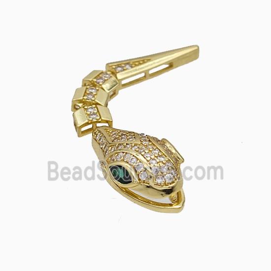 Copper Snake Pendant Micropave Zirconia Gold Plated