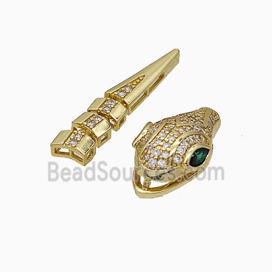 Copper Snake Pendant Micropave Zirconia Gold Plated