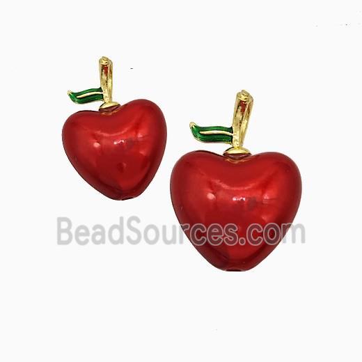 Red Acrylic Apple Pendant Copper Gold Plated