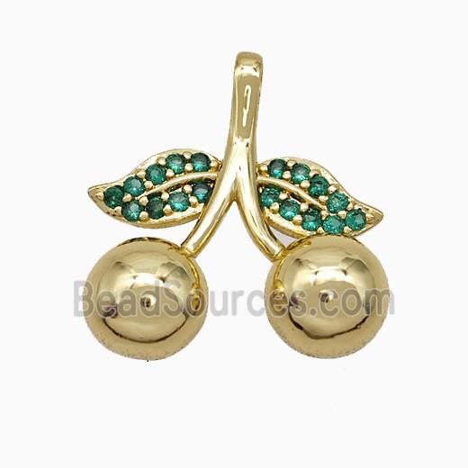 Copper Cherry Pendant Pave Zirconia Gold Plated