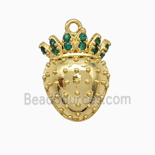 Copper Strawberry Pendant Micropave Zirconia Gold Plated