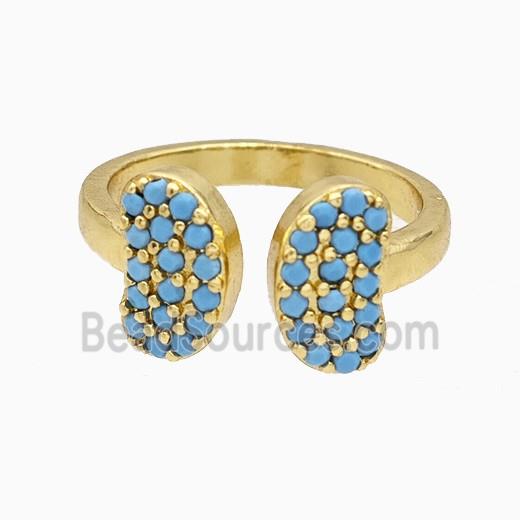 Copper Butterfly Rings Pave Zirconia Gold Plated