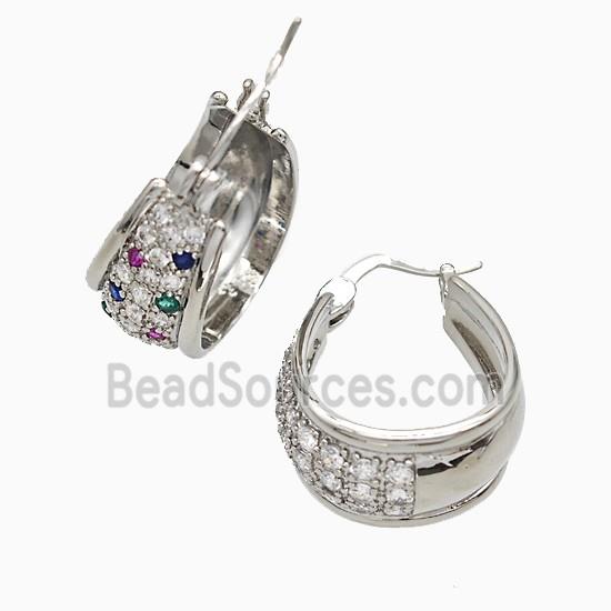 Copper Leaveback Earrings Pave Zirconia Platinum Plated