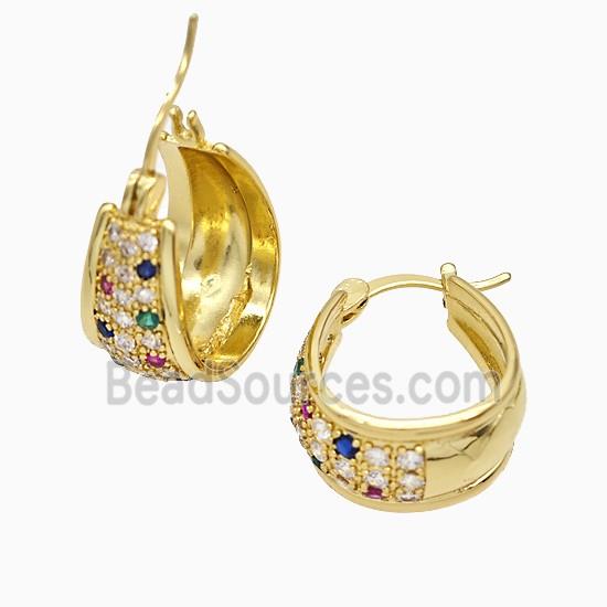 Copper Leaveback Earrings Pave Zirconia Gold Plated