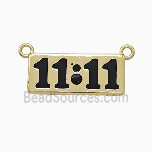 Copper Pendant Double Eleven Number 11 Enamel 2loops Gold Plated