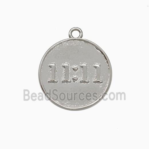 Copper Pendant Double Eleven Number 11 Circle Platinum Plated