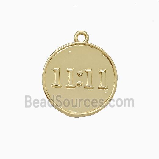 Copper Pendant Double Eleven Number 11 Circle Gold Plated