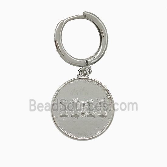 Copper Double Eleven Hoop Earrings Number 11 Platinum Plated