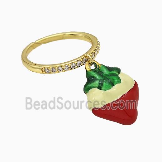 Copper Strawberry Rings Enamel Gold Plated