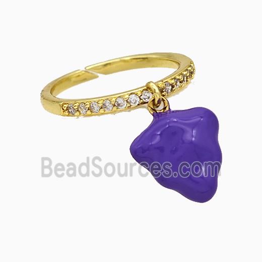 Copper Strawberry Rings Purple Enamel Gold Plated