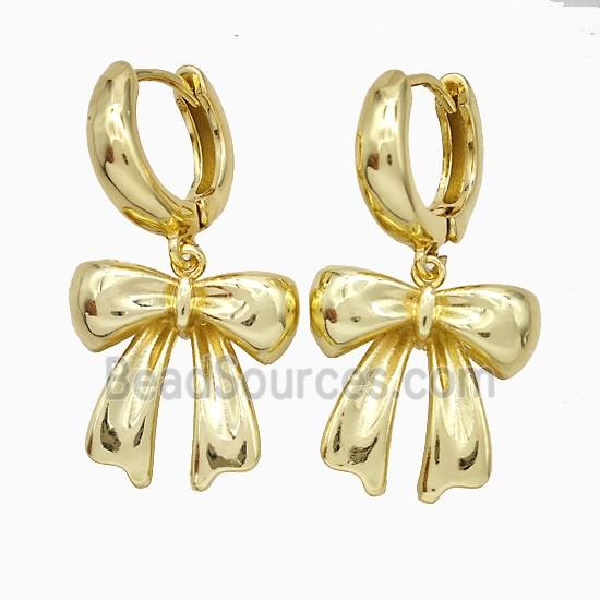 Copper Bowknot Hoop Earrings Gold Plated