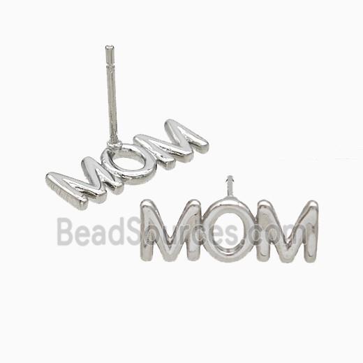 Copper MOM Stud Earrings Platinum Plated