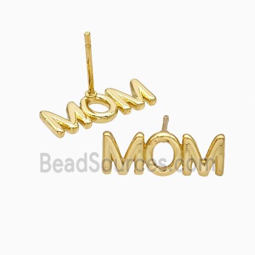 Copper MOM Stud Earrings Gold Plated