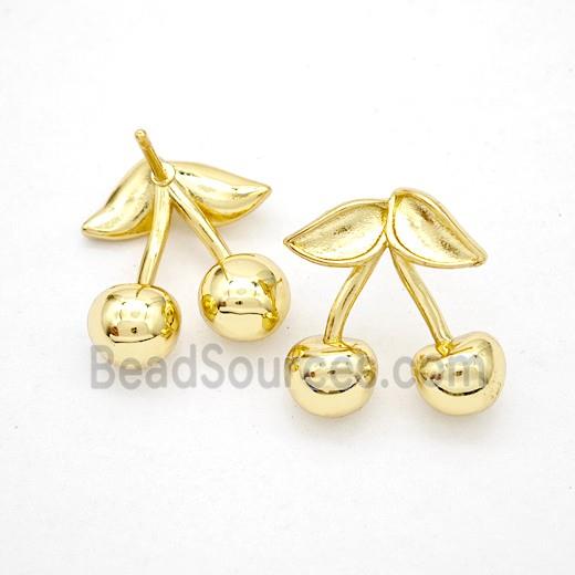 Copper Cherry Stud Earrings Gold Plated