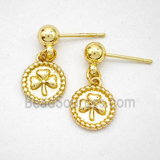 Copper Clover Stud Earrings Gold Plated