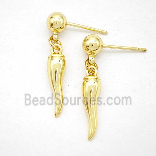 Copper Chili Stud Earrings Gold Plated