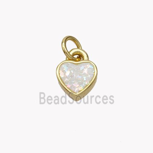 Copper Heart Pendant Pave Fire Opal 18K Gold Plated