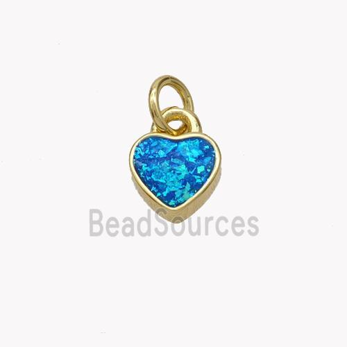 Copper Heart Pendant Pave Fire Opal 18K Gold Plated