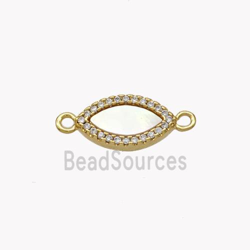 Copper Eye Connector Pave Shell Zirconia 18K Gold Plated