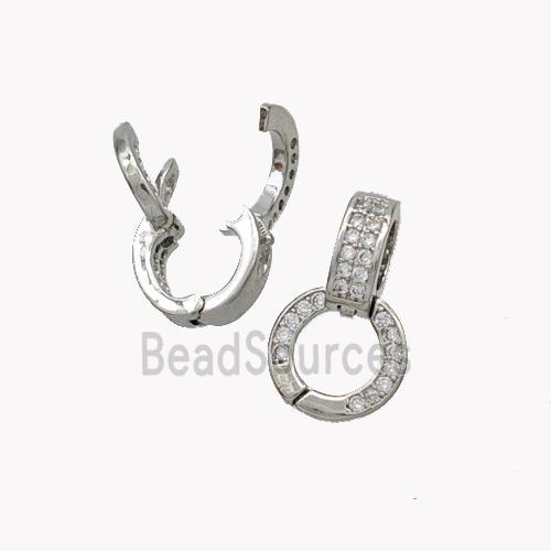 Copper Clasp Bail Pave Zirconia Platinum Plated