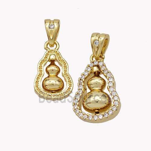 Copper Gourd Pendant Pave Zirconia 18K Gold Plated