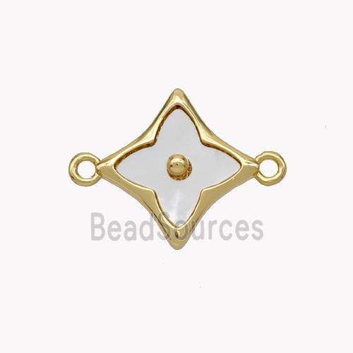 Copper Clover Connector Pave Shell Gold Plated