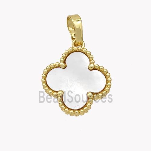 Copper Clover Pendant Pave Shell 18K Gold Plated