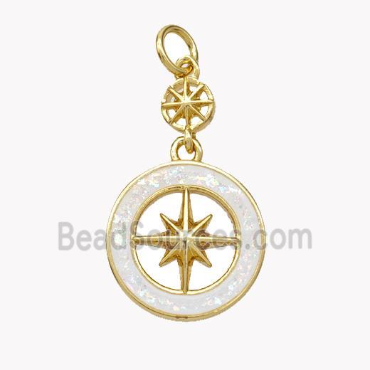 Copper Northstar Pendnat Pave Fire Opal 18K Gold Plated