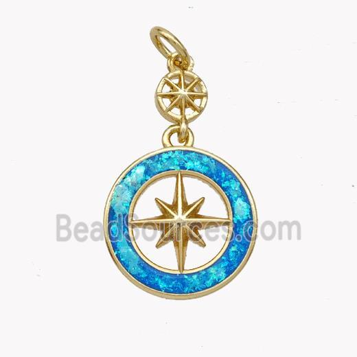 Copper Northstar Pendnat Pave Fire Opal 18K Gold Plated