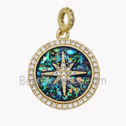 Copper Northstar Pendnat Pave Fire Opal Zirconia 18K Gold Plated