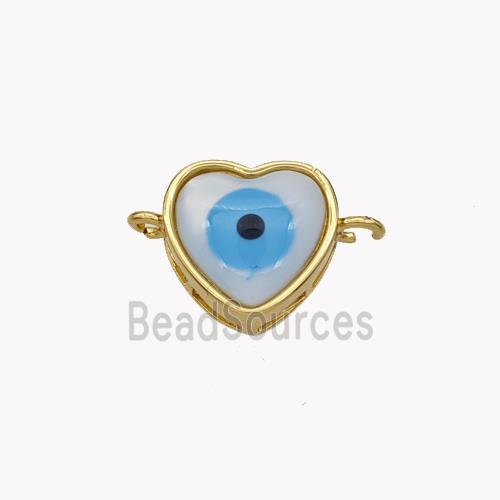 Copper Heart Connector Pave Shell Evil Eye 18K Gold Plated