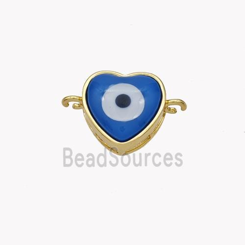 Copper Heart Connector Pave Shell Evil Eye 18K Gold Plated